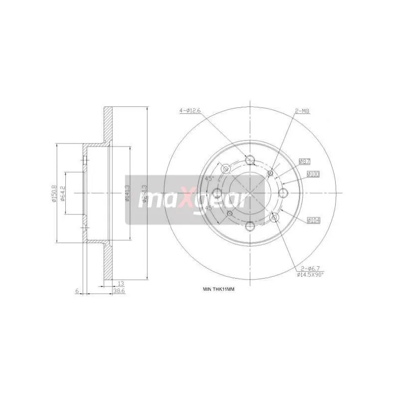 Jeu de 2 disques de frein arrière MAXGEAR 19-0988