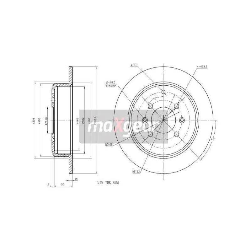Jeu de 2 disques de frein arrière MAXGEAR 19-0989