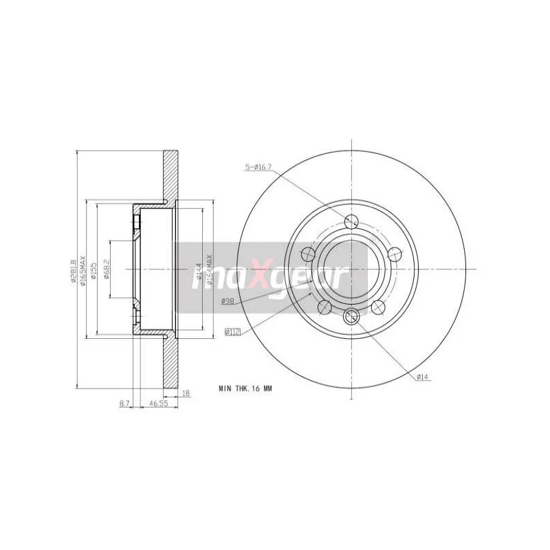 Jeu de 2 disques de frein avant MAXGEAR 19-0990