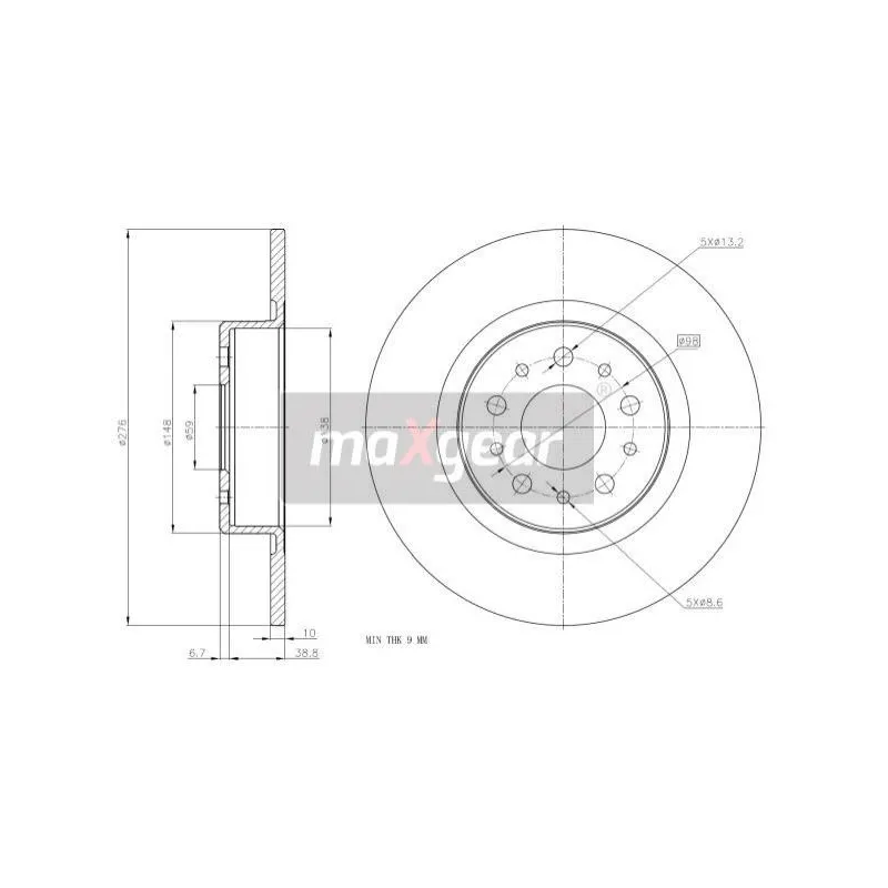 Jeu de 2 disques de frein arrière MAXGEAR 19-0992