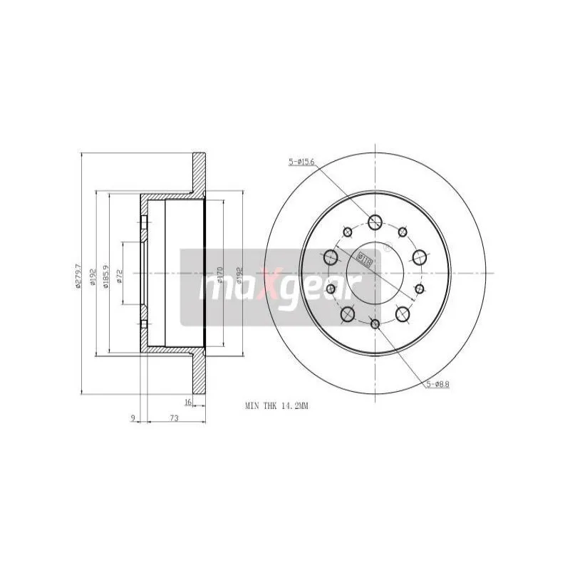 Jeu de 2 disques de frein arrière MAXGEAR 19-0993