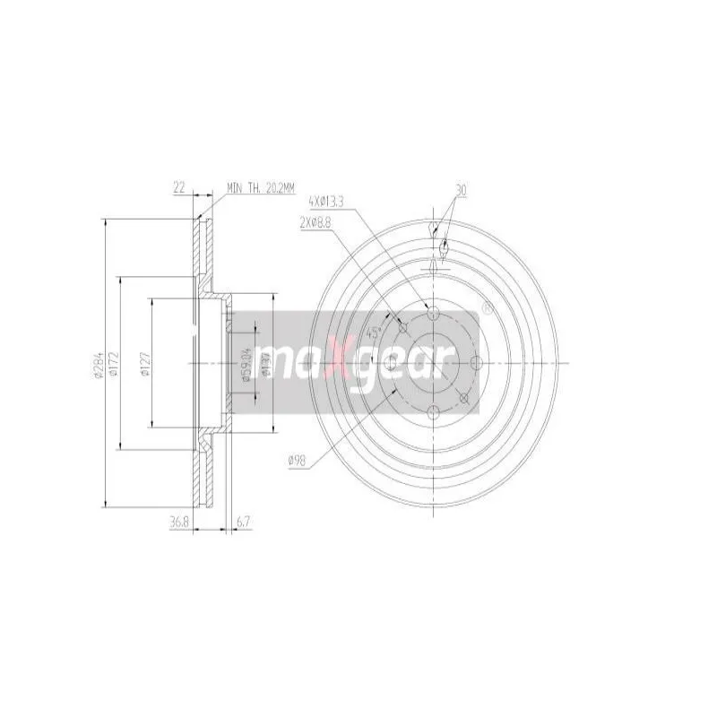 Jeu de 2 disques de frein avant MAXGEAR 19-0994