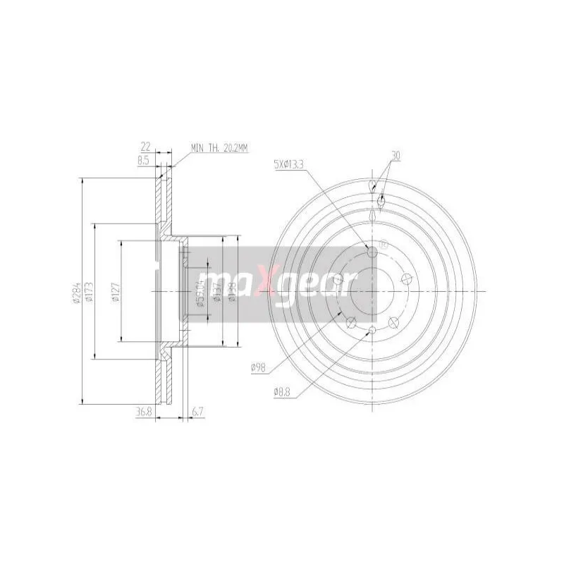 Jeu de 2 disques de frein avant MAXGEAR 19-0995