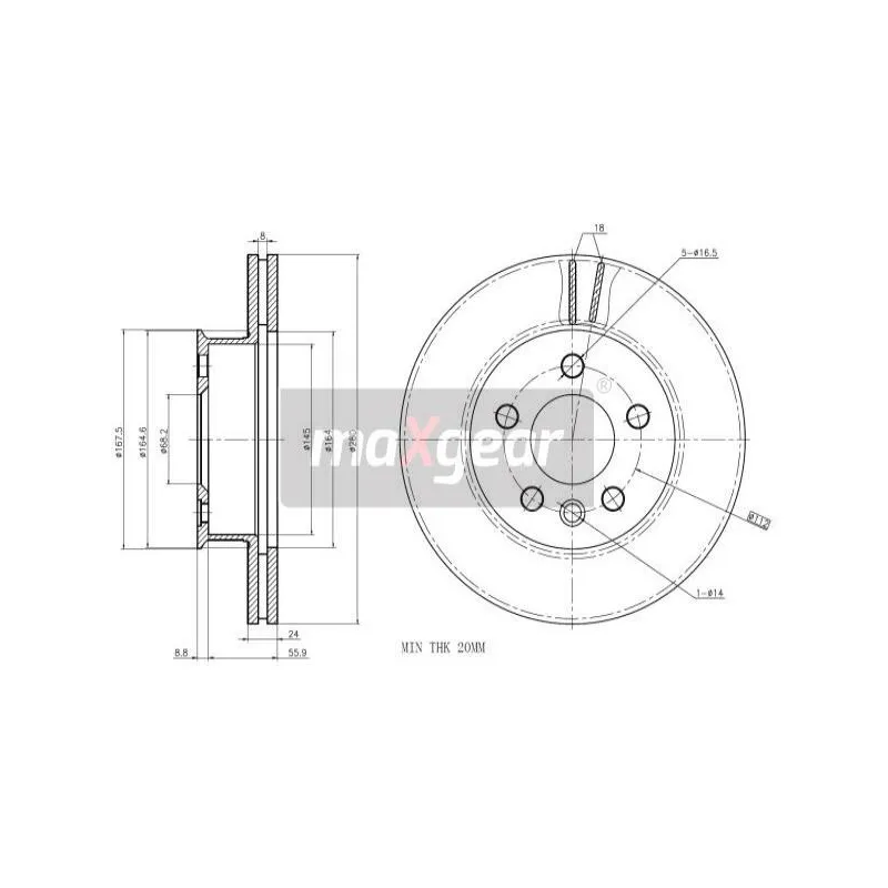 Jeu de 2 disques de frein avant MAXGEAR 19-0996