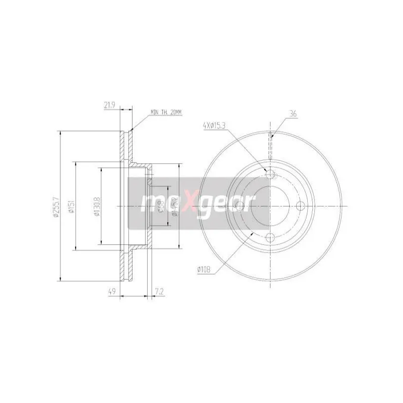 Jeu de 2 disques de frein avant MAXGEAR 19-0997