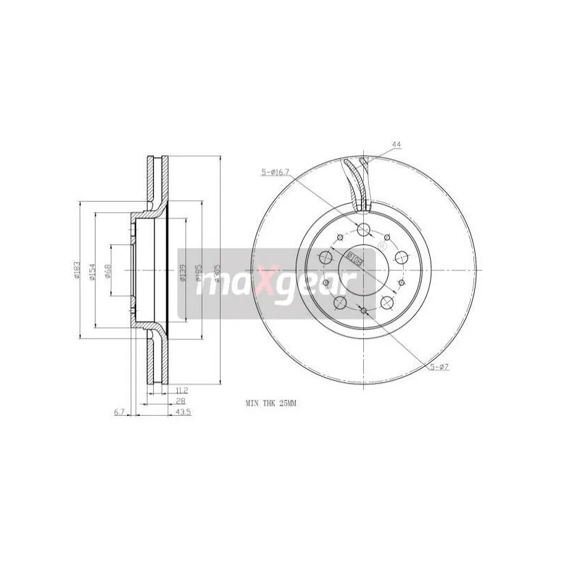Jeu de 2 disques de frein avant MAXGEAR 19-1006