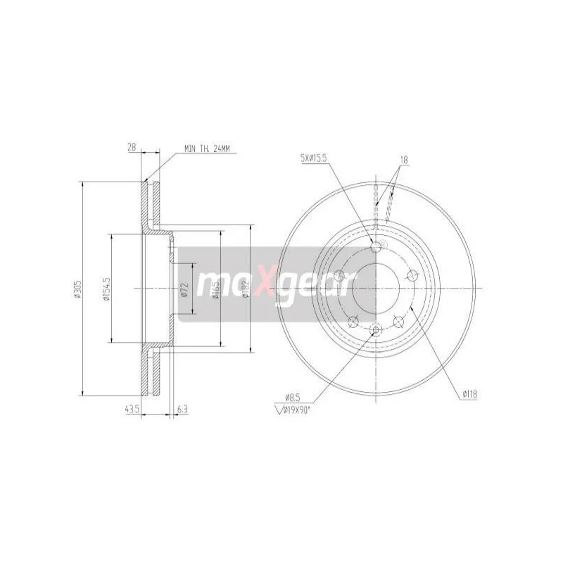 Jeu de 2 disques de frein avant MAXGEAR 19-1009