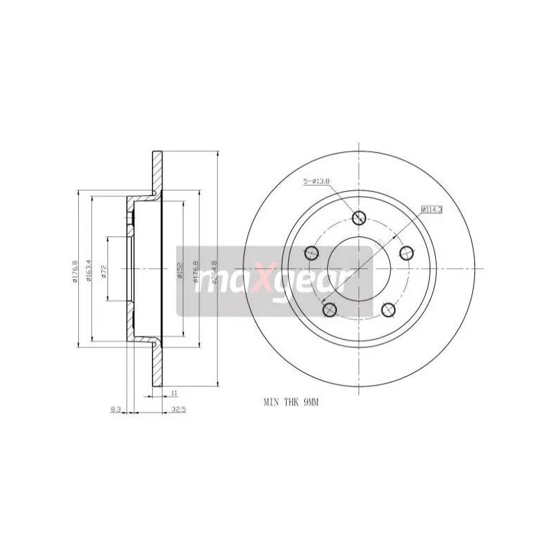 Jeu de 2 disques de frein arrière MAXGEAR 19-1011MAX