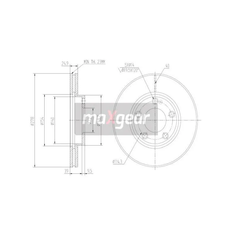 Jeu de 2 disques de frein avant MAXGEAR 19-1012MAX