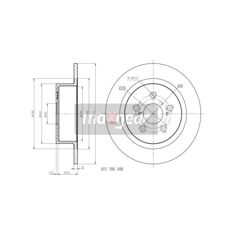 Jeu de 2 disques de frein arrière MAXGEAR 19-1013