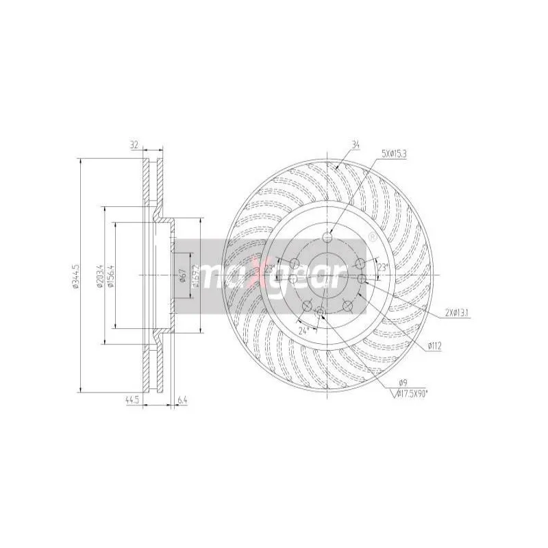 Jeu de 2 disques de frein avant MAXGEAR 19-1014
