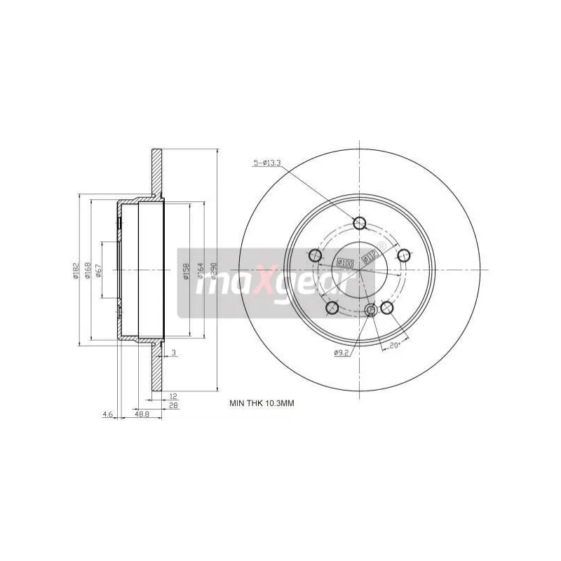 Jeu de 2 disques de frein arrière MAXGEAR 19-1015