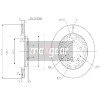 Jeu de 2 disques de frein arrière MAXGEAR 19-1017MAX
