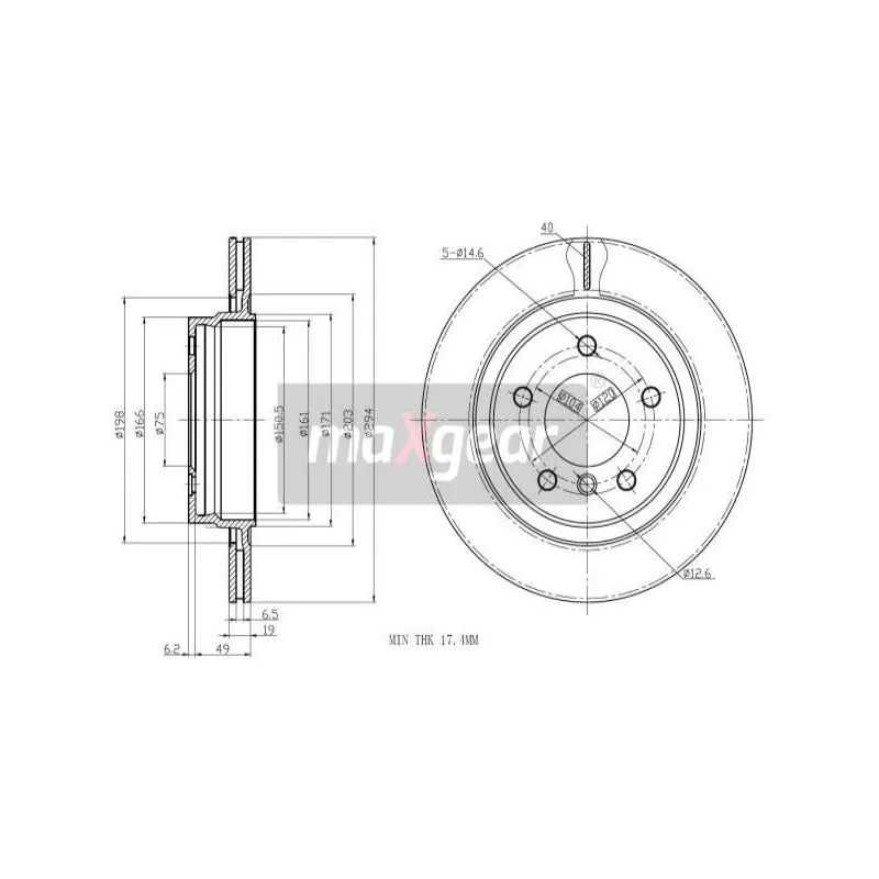 Jeu de 2 disques de frein arrière MAXGEAR 19-1018