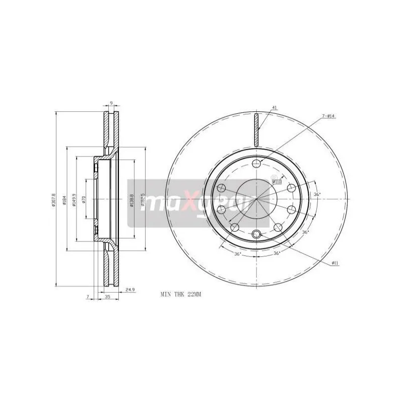 Jeu de 2 disques de frein avant MAXGEAR 19-1019