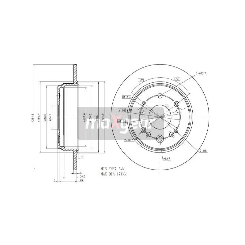 Jeu de 2 disques de frein arrière MAXGEAR 19-1021