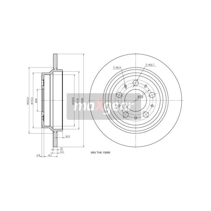 Jeu de 2 disques de frein arrière MAXGEAR 19-1022