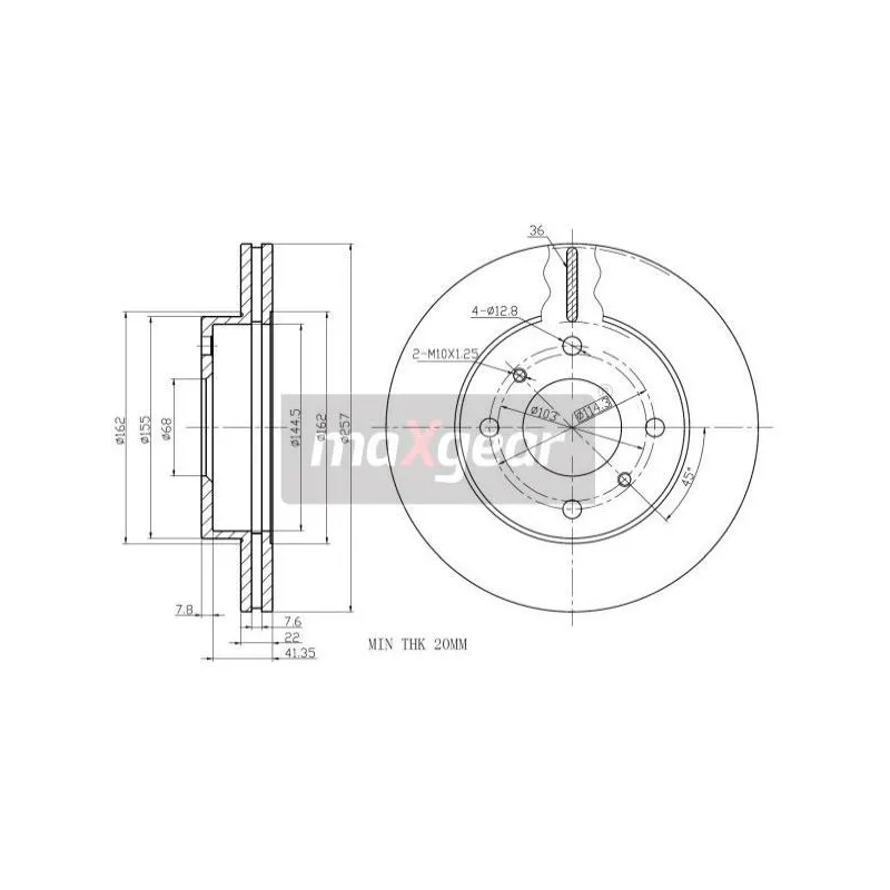 Jeu de 2 disques de frein avant MAXGEAR 19-1023