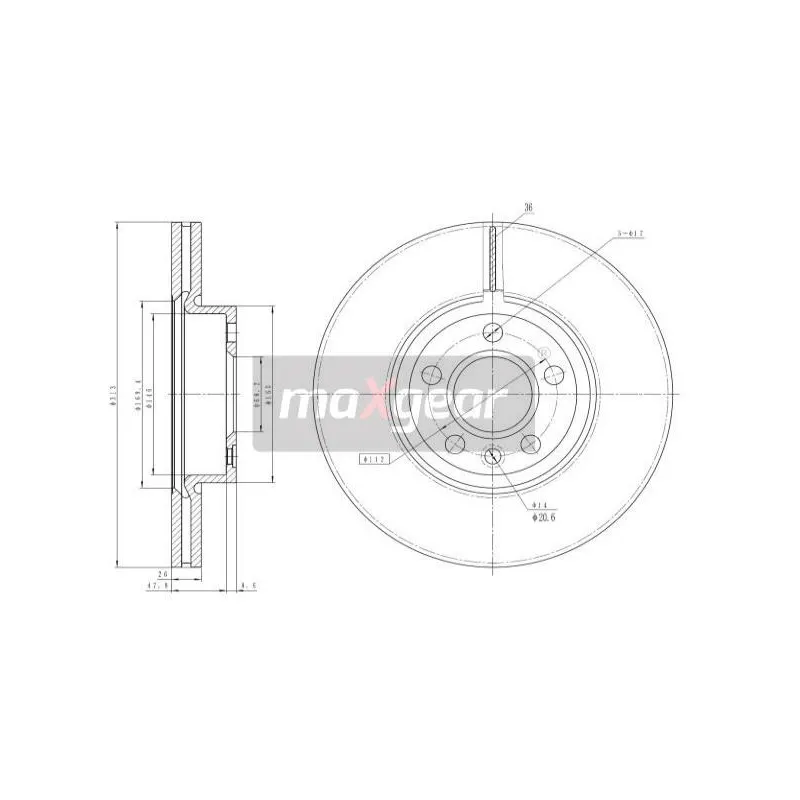 Jeu de 2 disques de frein avant MAXGEAR 19-1024
