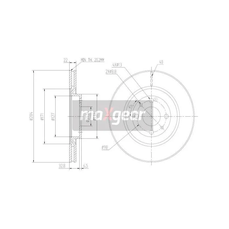 Jeu de 2 disques de frein avant MAXGEAR 19-1025