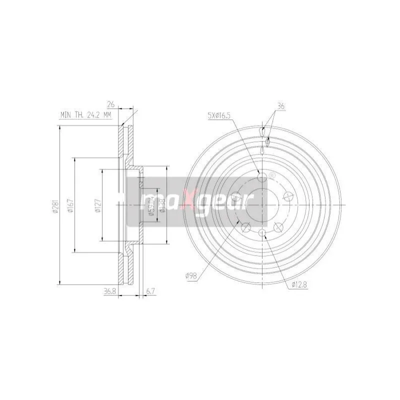 Jeu de 2 disques de frein avant MAXGEAR 19-1026