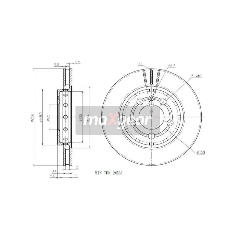 Jeu de 2 disques de frein arrière MAXGEAR 19-1027