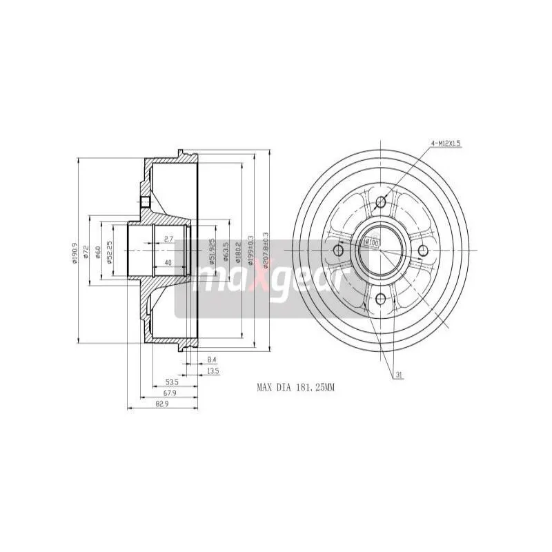 Tambour de frein MAXGEAR 19-1030