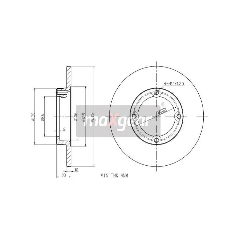 Jeu de 2 disques de frein avant MAXGEAR 19-1032