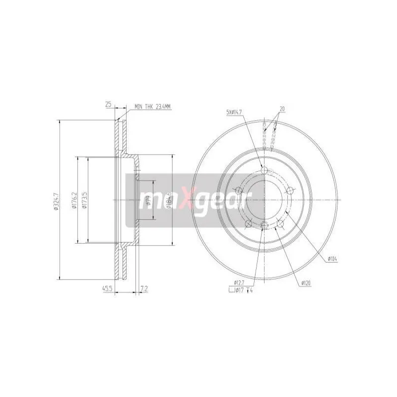 Jeu de 2 disques de frein avant MAXGEAR 19-1033