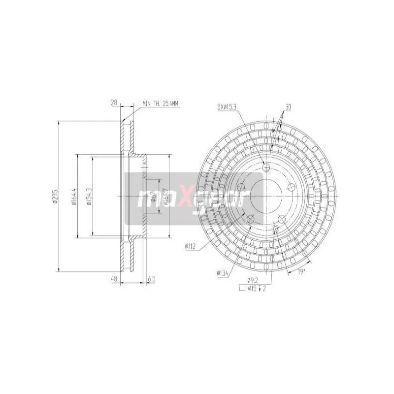 Jeu de 2 disques de frein avant MAXGEAR 19-1034