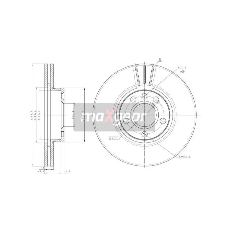 Jeu de 2 disques de frein avant MAXGEAR 19-1035
