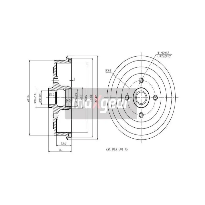 Tambour de frein MAXGEAR 19-1037