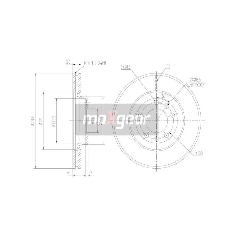 Jeu de 2 disques de frein avant MAXGEAR 19-1038