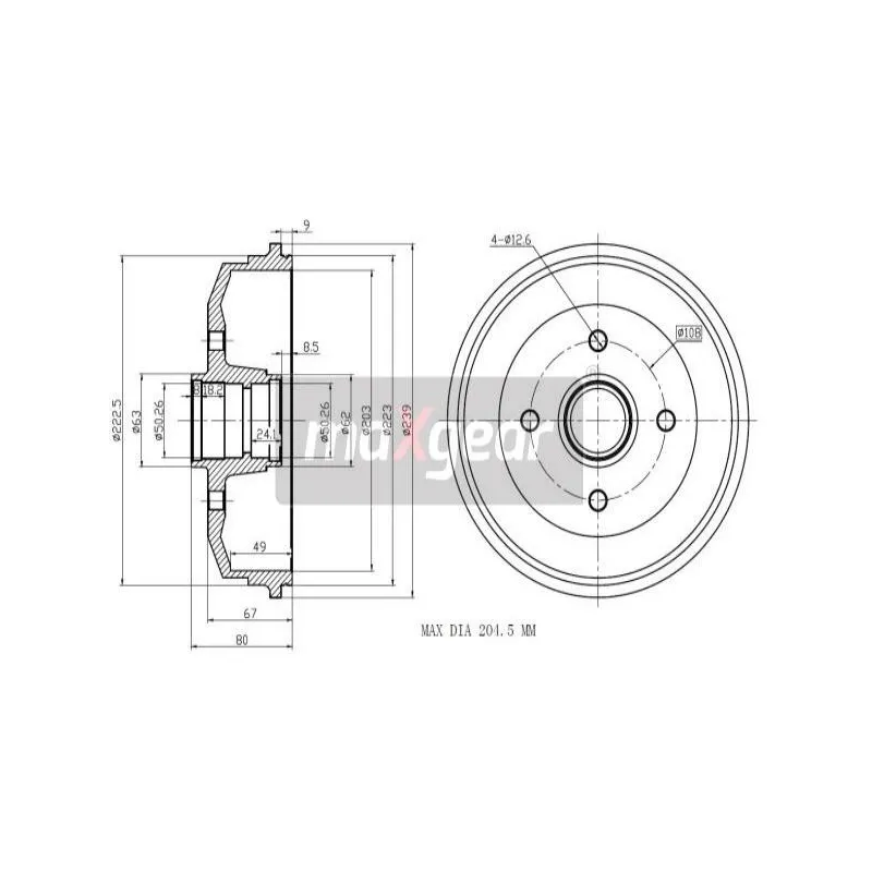 Tambour de frein MAXGEAR 19-1040