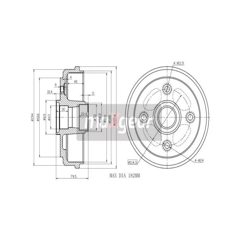 Tambour de frein MAXGEAR 19-1041