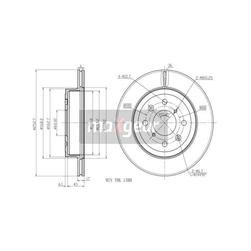 Jeu de 2 disques de frein avant MAXGEAR 19-1045