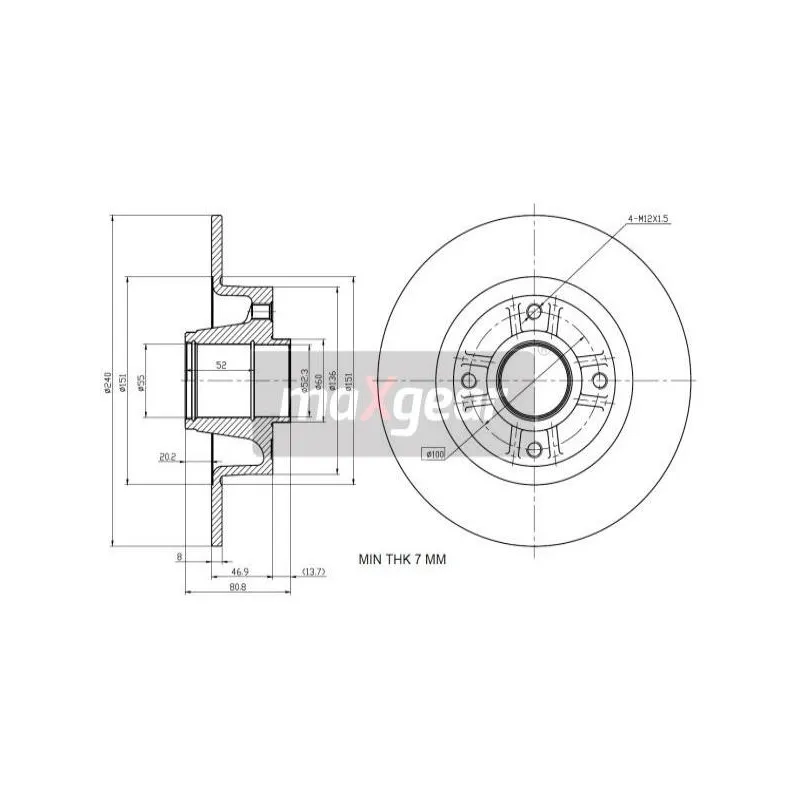 Jeu de 2 disques de frein arrière MAXGEAR 19-1046