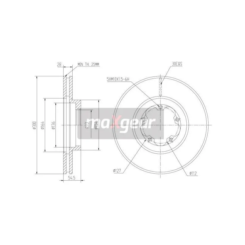Jeu de 2 disques de frein avant MAXGEAR 19-1047