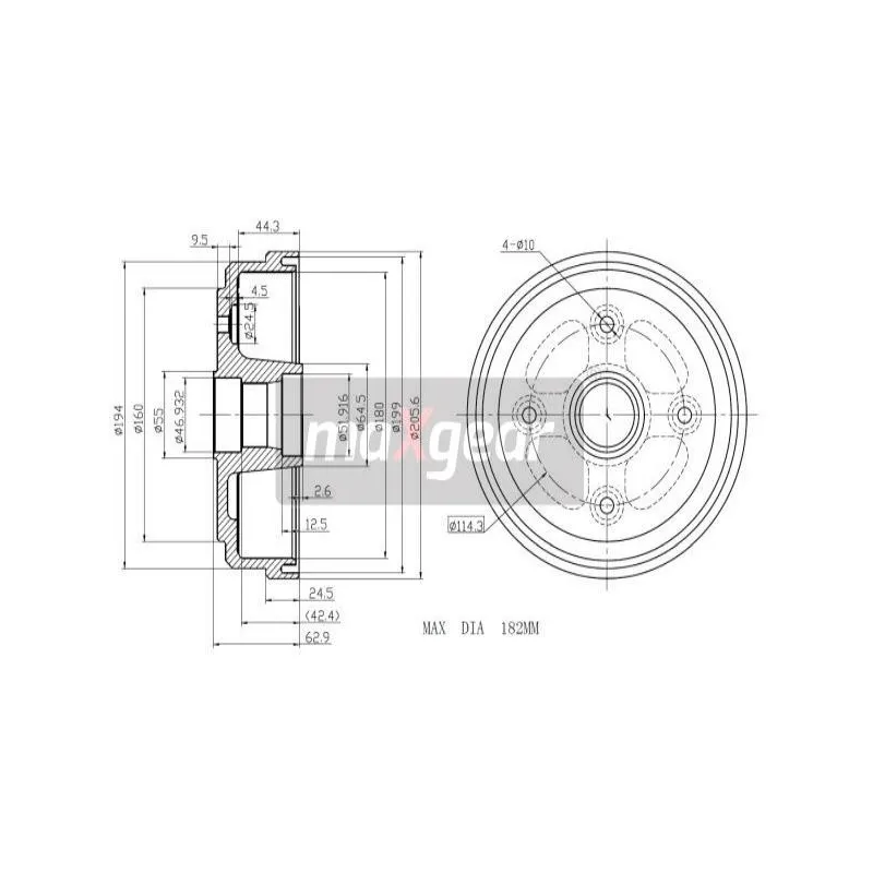 Tambour de frein MAXGEAR 19-1049