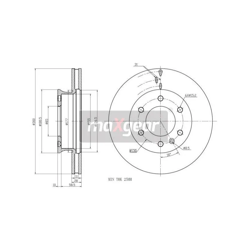 Jeu de 2 disques de frein avant MAXGEAR 19-1052