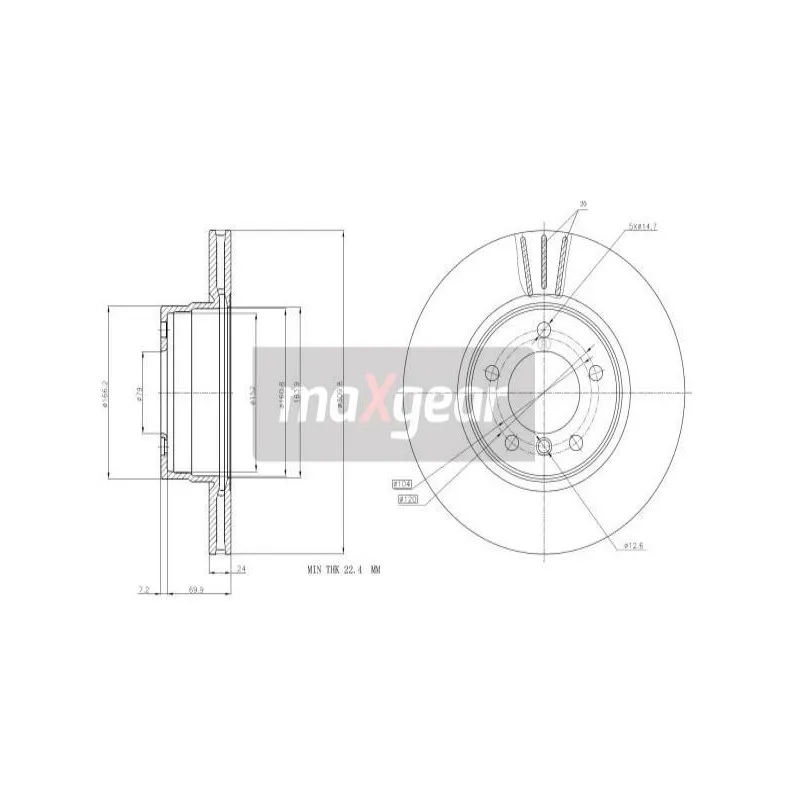Jeu de 2 disques de frein avant MAXGEAR 19-1053