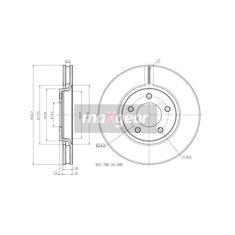 Jeu de 2 disques de frein avant MAXGEAR 19-1054