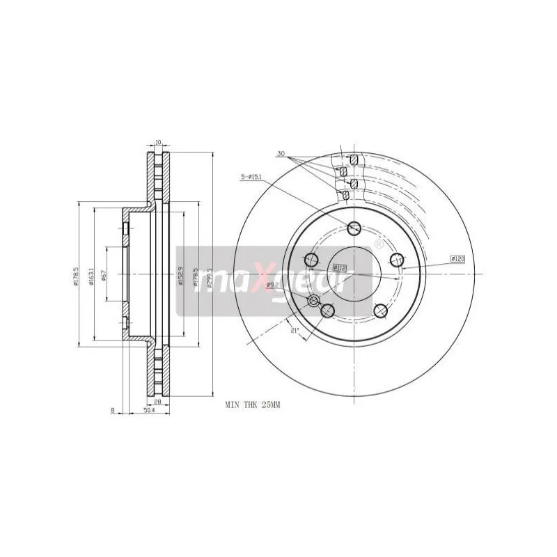 Jeu de 2 disques de frein avant MAXGEAR 19-1055