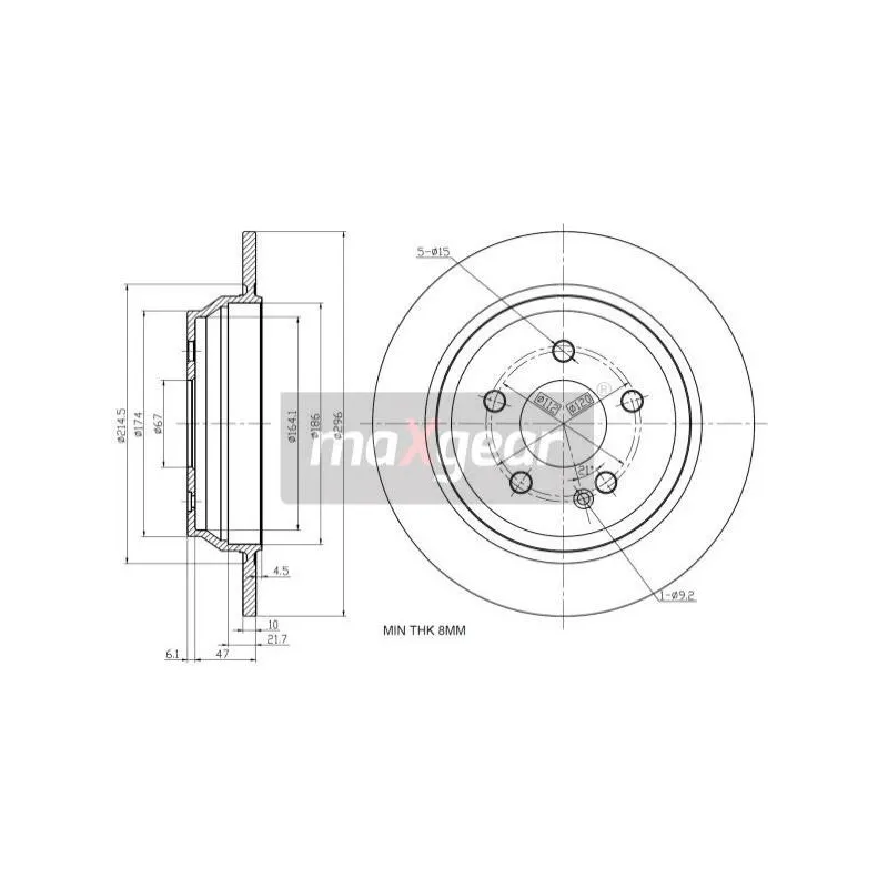 Jeu de 2 disques de frein arrière MAXGEAR 19-1056