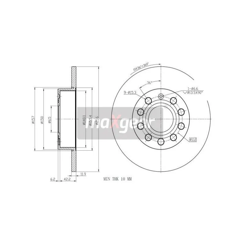 Jeu de 2 disques de frein arrière MAXGEAR 19-1058