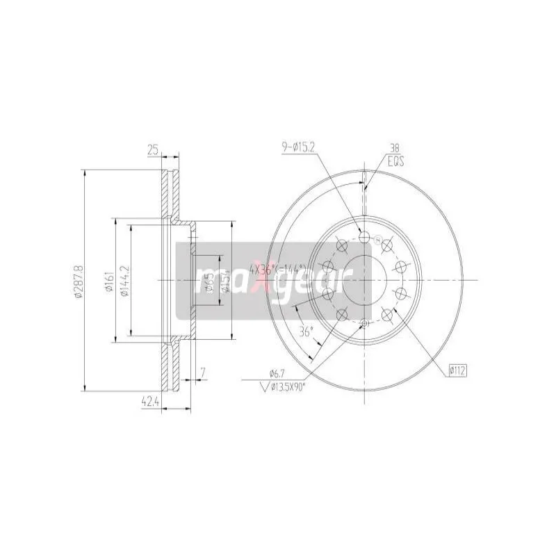 Jeu de 2 disques de frein avant MAXGEAR 19-1059