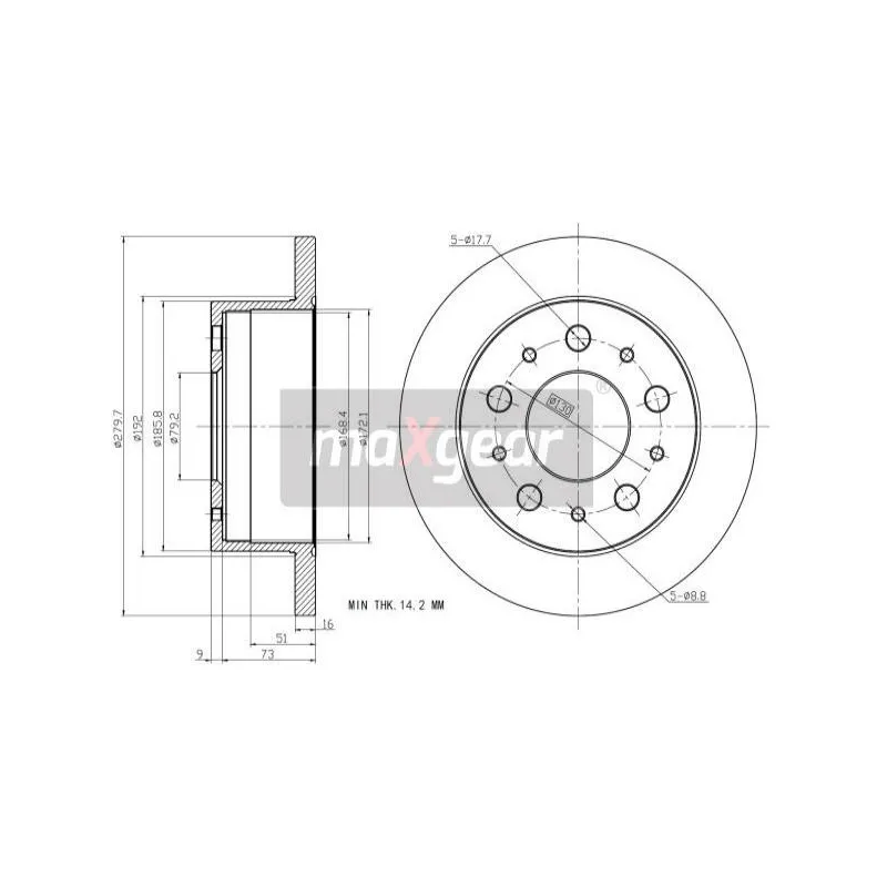 Jeu de 2 disques de frein arrière MAXGEAR 19-1066