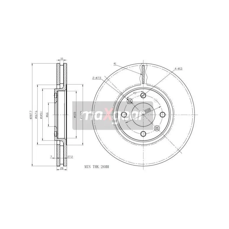 Jeu de 2 disques de frein avant MAXGEAR 19-1067