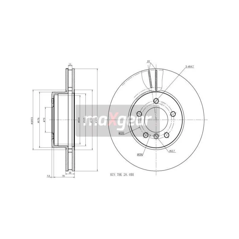 Jeu de 2 disques de frein avant MAXGEAR 19-1069