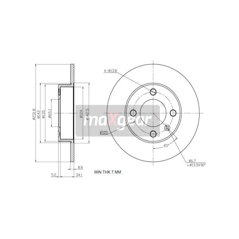 Jeu de 2 disques de frein arrière MAXGEAR 19-1185